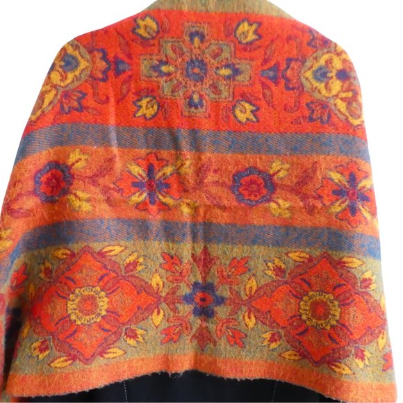 SOLD Vintage Georgiou Made in France Floral Scarf Shawl Cover Up Fringe 72x21 - Picture 5 of 6